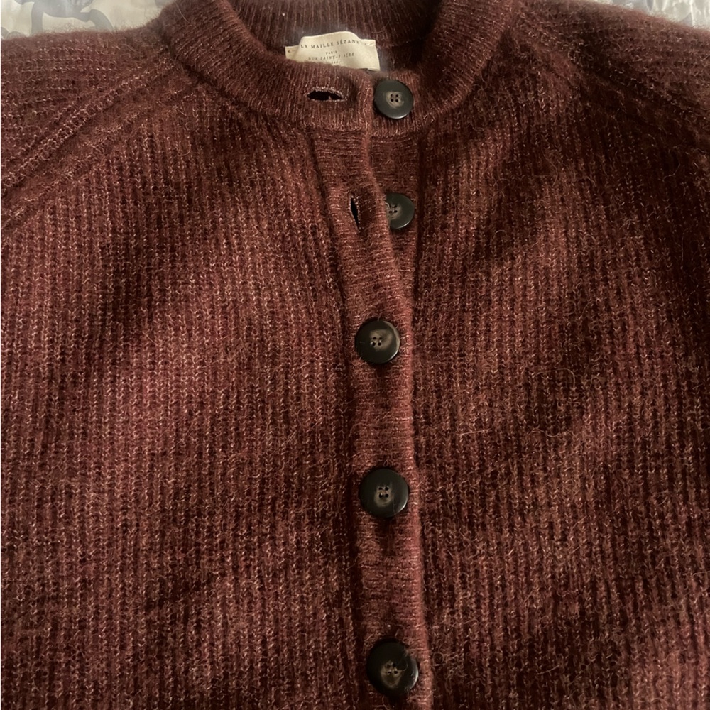 Sezane chocolate brown Othello cardigan sweater M - Picture 5 of 5